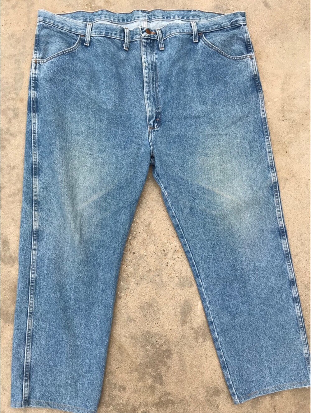 Rustler Mens Denim Blue Jeans Slow Taper Light Thigh Fade 100% Cotton Size 48x29